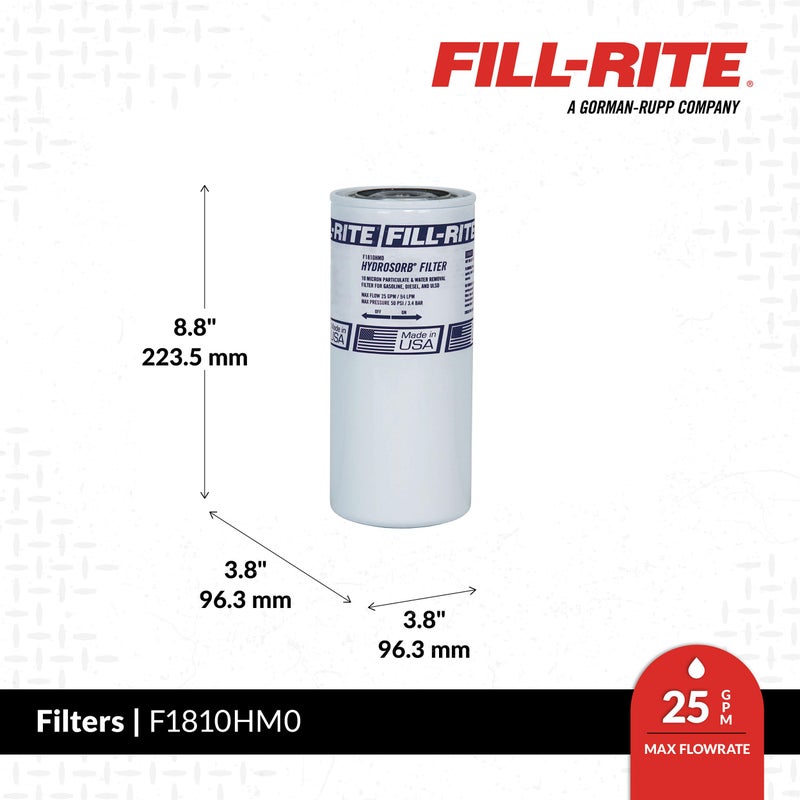 FILL RITE Fill-Rite F1810HM0 1" - 12 UNF 25 GPM (94 LPM) 10 Micron Water Sensing Spin-On Fuel Filter, Hydrosorb - Image 2